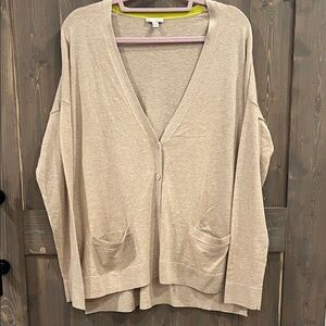 GAP Beige Oversized V-Neck Button Cardigan